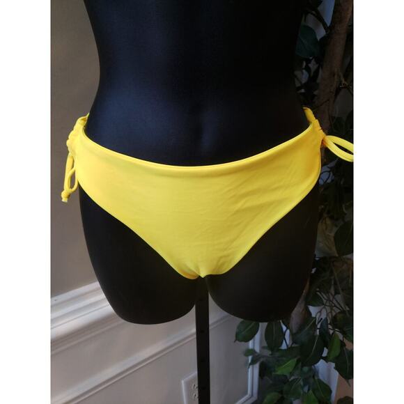 Women's 2 Piece Swimsuit Large Yellow Stretch Triangle Backless Halter Neck - Picture 5 of 8